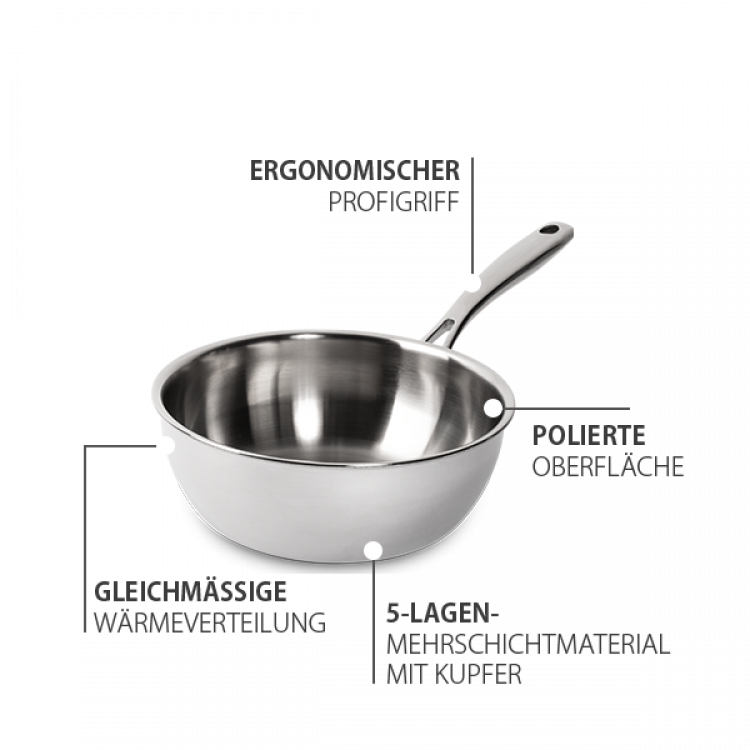 Sauteuse Orion Professional ø22 cm Platinum Lunasol